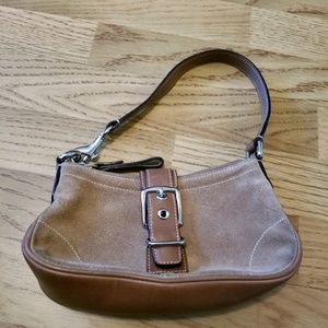 COACH Camel Color Suede Mini Shoulder Bag
